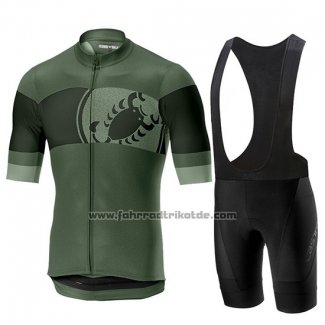 2019 Fahrradbekleidung Castelli Ruota Shwarz Grun Trikot Kurzarm und Tragerhose