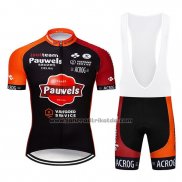 2019 Fahrradbekleidung Pauwels Shwarz Orange Trikot Kurzarm und Tragerhose