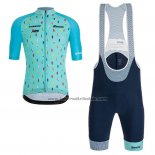 2019 Fahrradbekleidung Richie Azurblau Trikot Kurzarm und Tragerhose