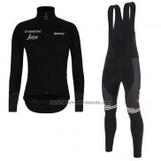 2019 Fahrradbekleidung Trek Segafredo Shwarz Trikot Langarm und Tragerhose