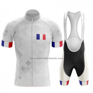 2020 Fahrradbekleidung Champion Frankreich Wei Trikot Kurzarm und Tragerhose