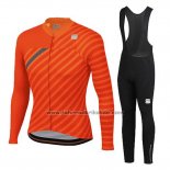 2020 Fahrradbekleidung Frau Sportful Orange Grau Trikot Langarm und Tragerhose