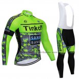 2020 Fahrradbekleidung Tinkoff Saxo Bank Grun Tarnung Trikot Langarm und Tragerhose