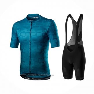 2021 Fahrradbekleidung Castelli Tief Blau Trikot Kurzarm und Tragerhose