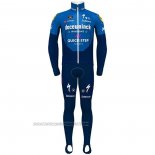 2021 Fahrradbekleidung Deceuninck Quick Step Blau Trikot Langarm und Tragerhose