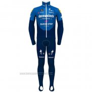 2021 Fahrradbekleidung Deceuninck Quick Step Blau Trikot Langarm und Tragerhose