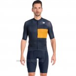2023 Fahrradbekleidung Sportful Orange Blau Trikot Kurzarm und Tragerhose