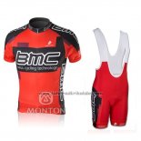 2010 Fahrradbekleidung BMC Rot Trikot Kurzarm und Tragerhose