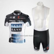 2010 Fahrradbekleidung Saxo Bank Shwarz und Wei Trikot Kurzarm und Tragerhose