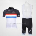 2011 Fahrradbekleidung Trek Leqpard Champion Frankreich Shwarz und Wei Trikot Kurzarm und Tragerhose