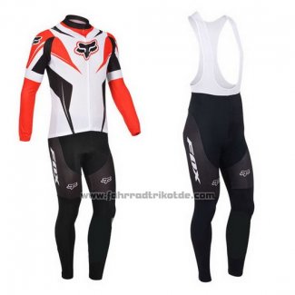 2013 Fahrradbekleidung Fox Wei und Rot Trikot Langarm und Tragerhose