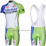 2013 Fahrradbekleidung Liquigas Cannondale Wei und Grun Trikot Kurzarm und Tragerhose