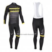 2013 Fahrradbekleidung Livestrong Shwarz und Gelb Trikot Langarm und Tragerhose