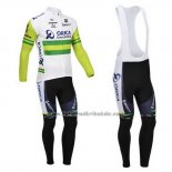 2013 Fahrradbekleidung Orica GreenEDGE Wei und Grun Trikot Langarm und Tragerhose