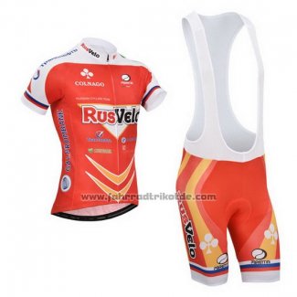 2013 Fahrradbekleidung Rusvelo Rot Trikot Kurzarm und Tragerhose