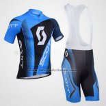 2013 Fahrradbekleidung Scott Blau und Shwarz Trikot Kurzarm und Tragerhose