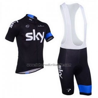 2013 Fahrradbekleidung Sky Blau und Shwarz Trikot Kurzarm und Tragerhose