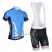 2014 Fahrradbekleidung Castelli Blau und Shwarz Trikot Kurzarm und Tragerhose