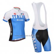 2014 Fahrradbekleidung Castelli Blau und Wei Trikot Kurzarm und Tragerhose