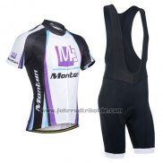 2014 Fahrradbekleidung Monton Wei und Volett Trikot Kurzarm und Tragerhose