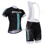 2015 Fahrradbekleidung Bardiani Shwarz und Blau Trikot Kurzarm und Tragerhose