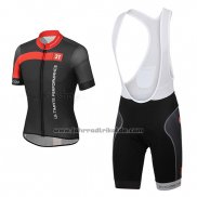 2015 Fahrradbekleidung Castelli 3t Shwarz und Rot Trikot Kurzarm und Tragerhose