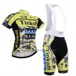 2015 Fahrradbekleidung Tinkoff Saxo Bank Shwarz und Gelb Trikot Kurzarm und Tragerhose