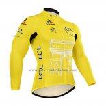 2015 Fahrradbekleidung Tour de France Gelb Trikot Langarm und Tragerhose