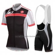 2016 Fahrradbekleidung Frau Castelli Shwarz und Rot Trikot Kurzarm und Tragerhose