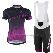 2016 Fahrradbekleidung Frau Scott Shwarz und Rot Trikot Kurzarm und Tragerhose