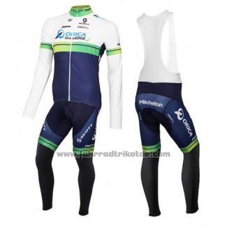 2016 Fahrradbekleidung Orica GreenEDGE Wei und Blau Trikot Langarm und Tragerhose