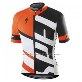 2016 Fahrradbekleidung Specialized Wei und Orange Trikot Kurzarm und Tragerhose