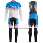 2016 Fahrradbekleidung Trek Bontrager Blau und Wei Trikot Langarm und Tragerhose