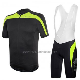 2017 Fahrradbekleidung RH+ Shwarz und Grun Trikot Kurzarm und Tragerhose