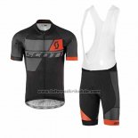 2017 Fahrradbekleidung Scott Grau und Shwarz Trikot Kurzarm und Tragerhose