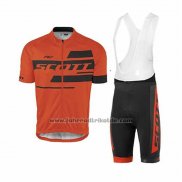 2017 Fahrradbekleidung Scott Orange Trikot Kurzarm und Tragerhose