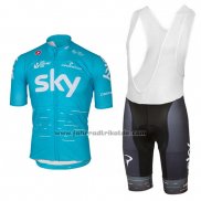 2017 Fahrradbekleidung Sky Azurblau Trikot Kurzarm und Tragerhose