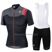 2017 Fahrradbekleidung Sportful Shwarz und Rot Trikot Kurzarm und Tragerhose