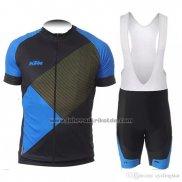 2018 Fahrradbekleidung Ktm Shwarz Blau Trikot Kurzarm und Tragerhose