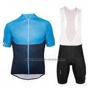 2018 Fahrradbekleidung POC Essential XC Blau Trikot Kurzarm und Tragerhose