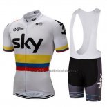 2018 Fahrradbekleidung Sky Champion Kolumbien Trikot Kurzarm und Tragerhose