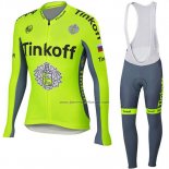 2018 Fahrradbekleidung Tinkoff Gelb Trikot Langarm und Tragerhose
