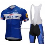 2018 Fahrradbekleidung UCI Weltmeister Quick Step Floors Blau Trikot Kurzarm und Tragerhose