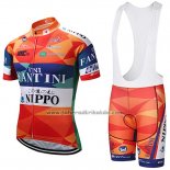2018 Fahrradbekleidung Vini Fantini Orange und Blau Trikot Kurzarm und Tragerhose