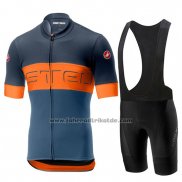 2019 Fahrradbekleidung Castelli Prologo 6 Grau Orange Trikot Kurzarm und Tragerhose