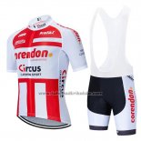 2019 Fahrradbekleidung Corendon Circus Rot Wei Trikot Kurzarm und Tragerhose