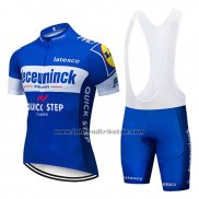 2019 Fahrradbekleidung Deceuninck Quick Step Blau Wei Trikot Kurzarm und Tragerhose