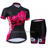 2019 Fahrradbekleidung Frau Weimostar Shwarz Rosa Trikot Kurzarm und Tragerhose