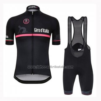 2019 Fahrradbekleidung Giro d'Italia Shwarz Trikot Kurzarm und Tragerhose