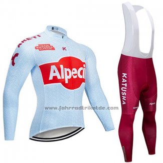 2019 Fahrradbekleidung Katusha Alpecin Licht Blau Rot Trikot Langarm und Tragerhose